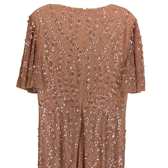 Mac Duggal NWD Style 35109 Size 10 Pink Embellished Flutter Sleeve Maxi Gown - Picture 7 of 15